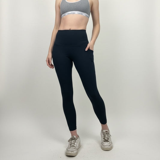 Navy Blue High Rise Active Leggings with Pockets