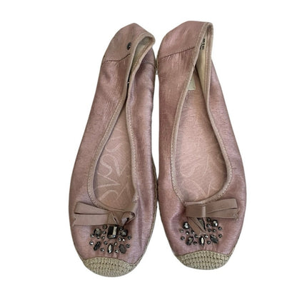 Simply Vera Vera Wang Svorla Pink Rhinestone Beaded Embellished Bow Flats