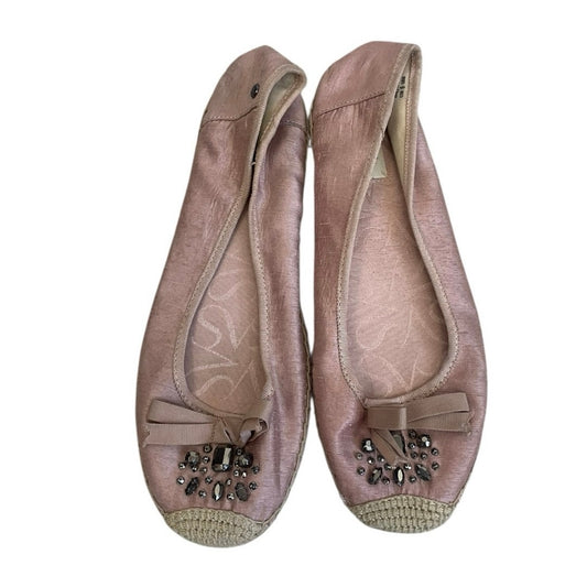 Simply Vera Vera Wang Svorla Pink Rhinestone Beaded Embellished Bow Flats