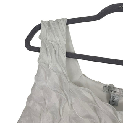 Forever Fashion Vintage White Ruffled Tank Top Blouse