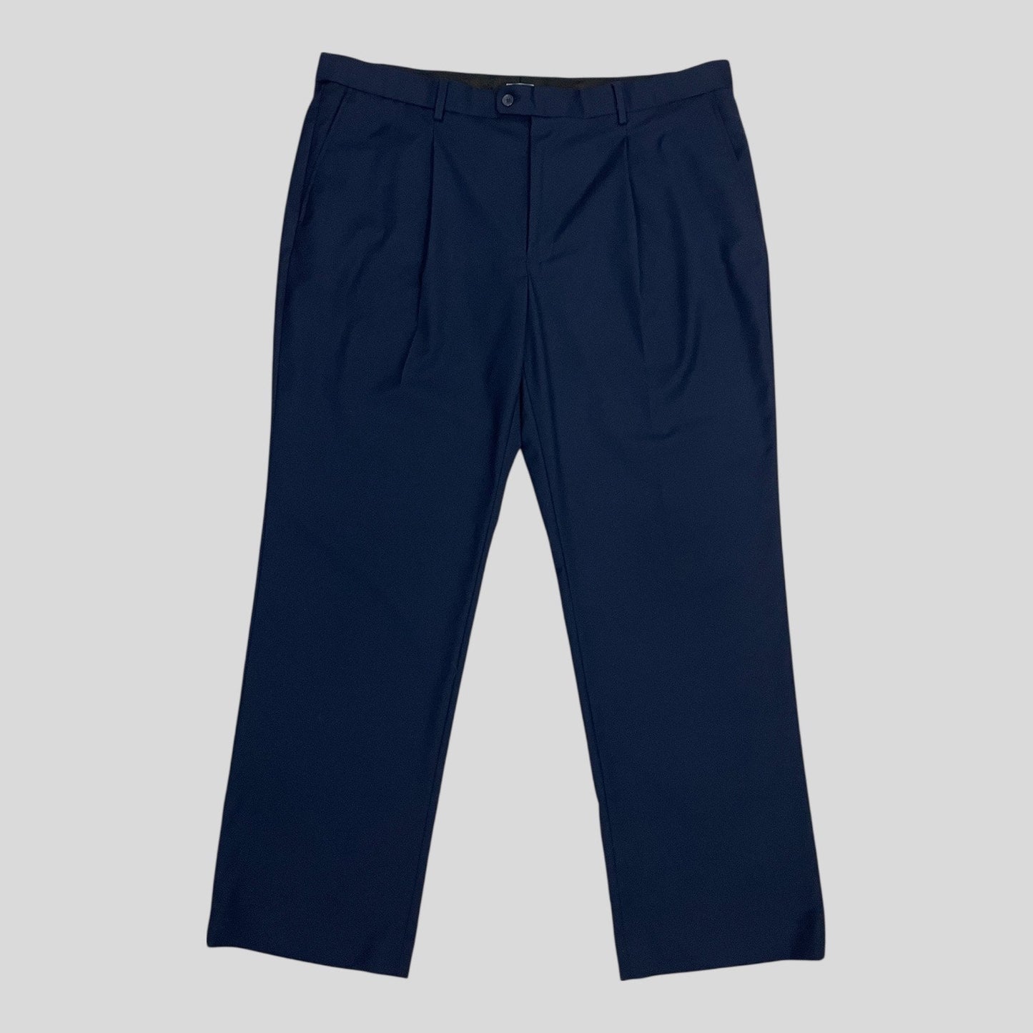 Kilburne & Finch Mens Navy Blue Pleated Straight Leg Dress Pants