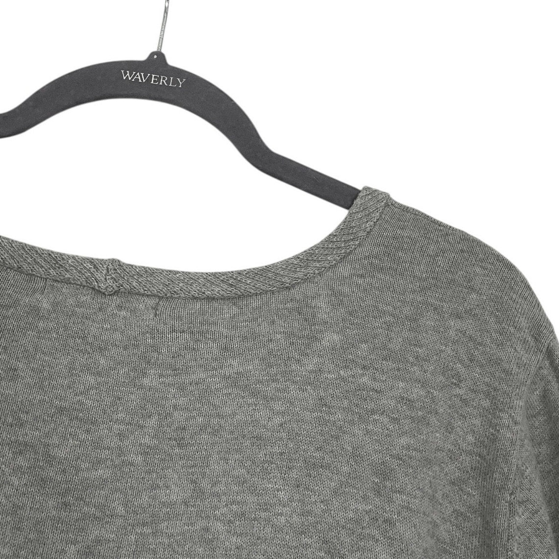 Jeanne Pierre Grey Cropped Sleeve Crewneck Sweater