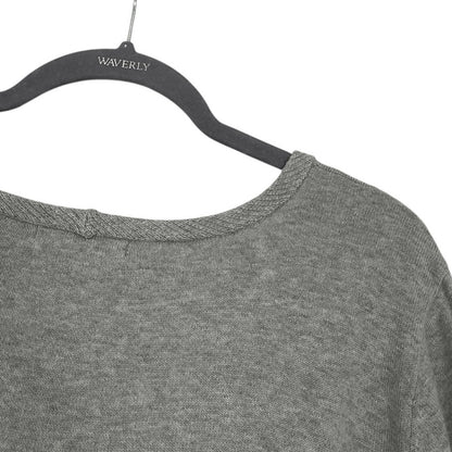 Jeanne Pierre Grey Cropped Sleeve Crewneck Sweater