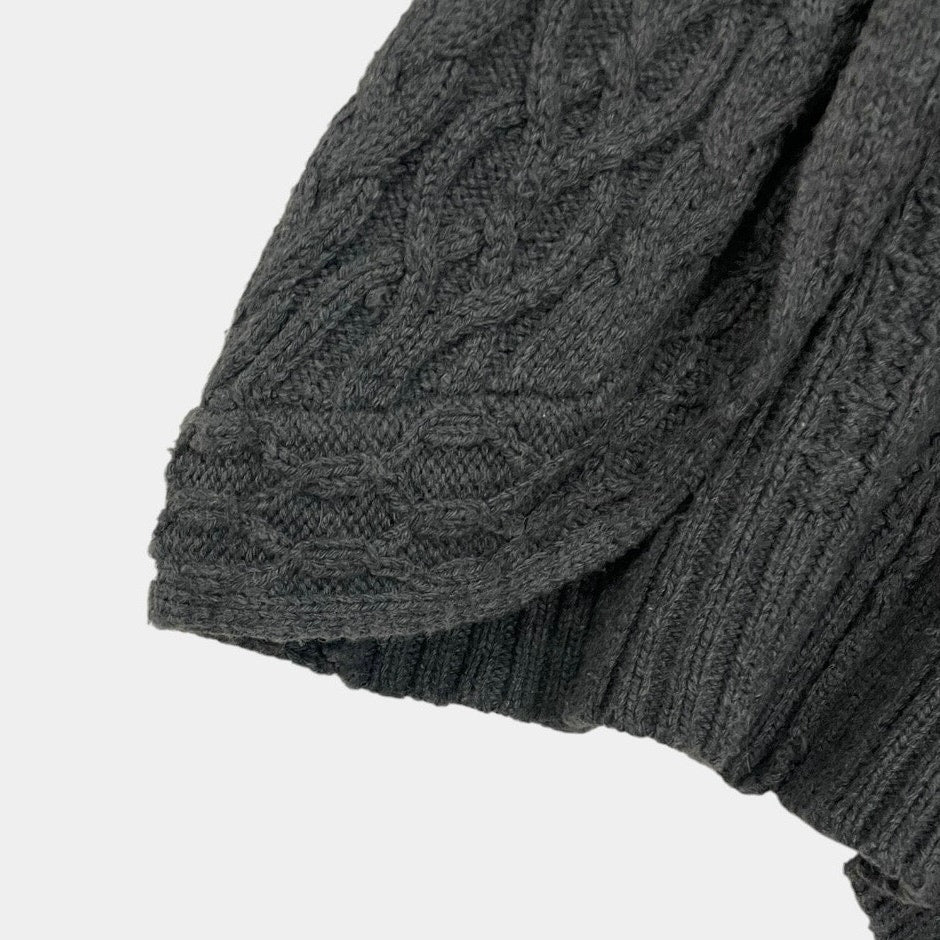 Coldwater Creek Grey Cable Knit Short Sleeve Cardigan Sweater
