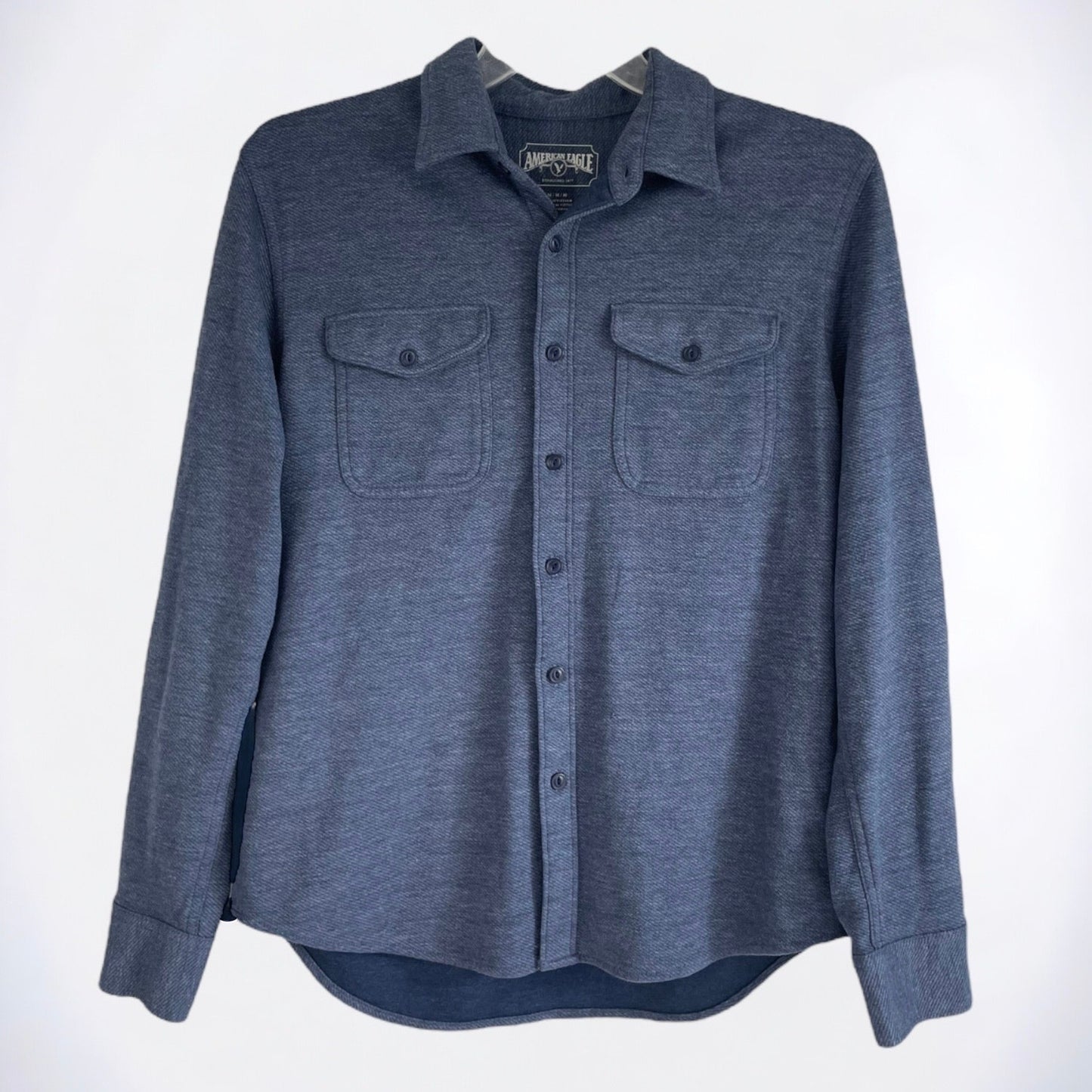 American Eagle Mens Blue Soft Button Down Long Sleeve Top