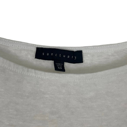 Sanctuary White Cold Shoulder Boho Lace Trim Blouse