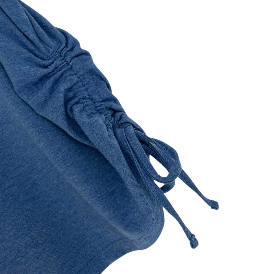 SO Blue Ruched Side Tie Tank Top