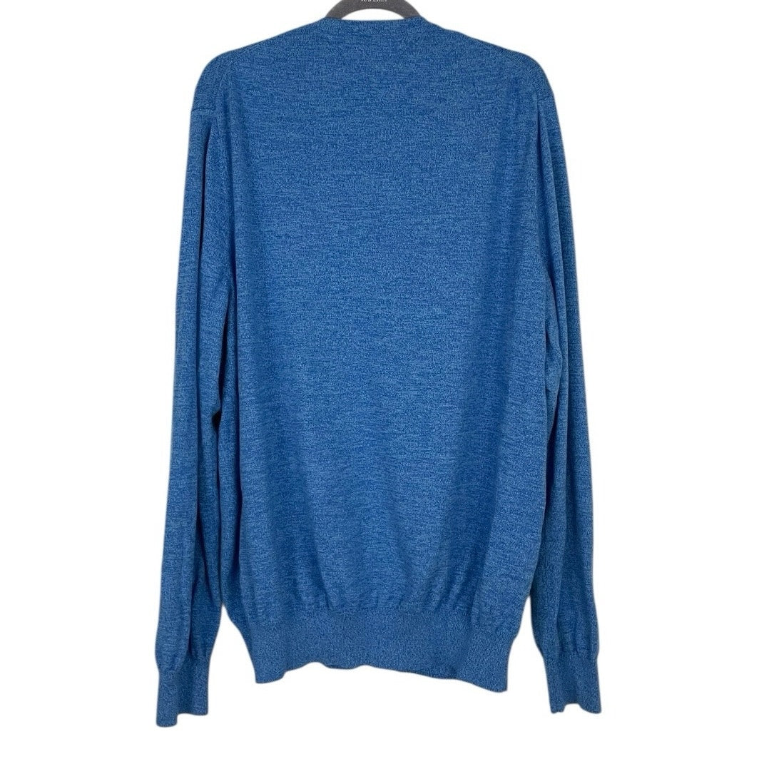 Tommy Hilfiger Mens Blue Premium Cotton V-Neck Sweater