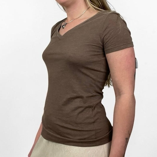 Mossimo Supply Co Brown V-Neck Short Sleeve Top