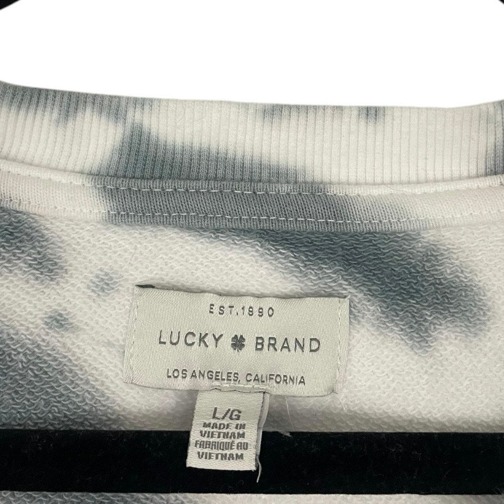 Lucky Brand Grey and White Tie Dye Crewneck Sweatshirt