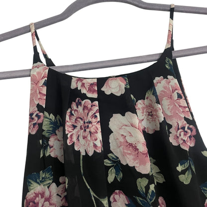 Blue Rain Black & Pink Floral A-Line Mini Dress