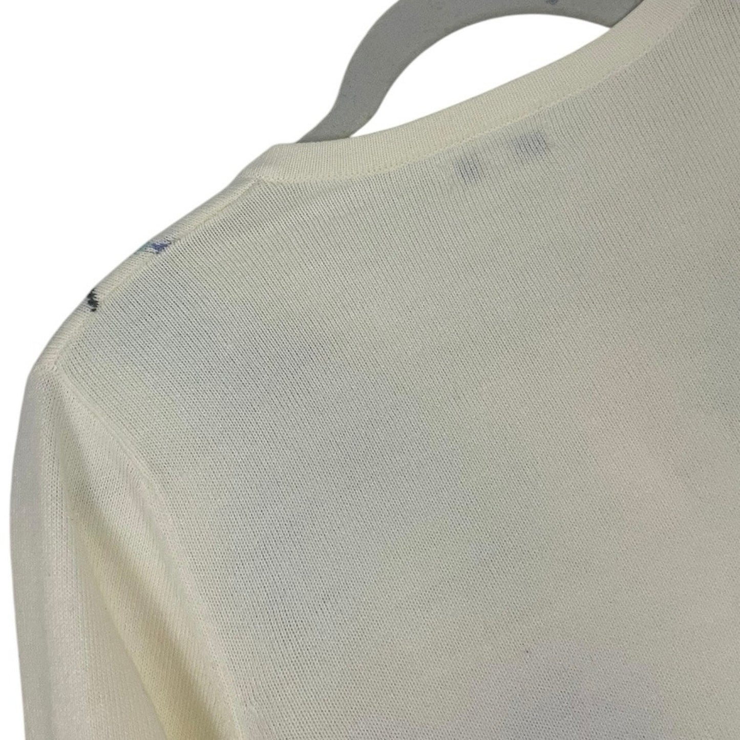 Croft & Barrow Cream and Blue Argyle Button Down Sweater