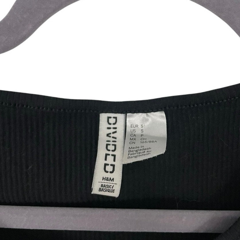 Divided by H&M Black Cropped Ribbed Tank Top