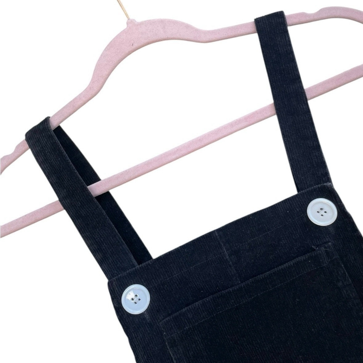 Black Corduroy Overall Mini Dress
