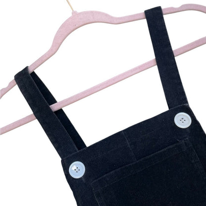Black Corduroy Overall Mini Dress