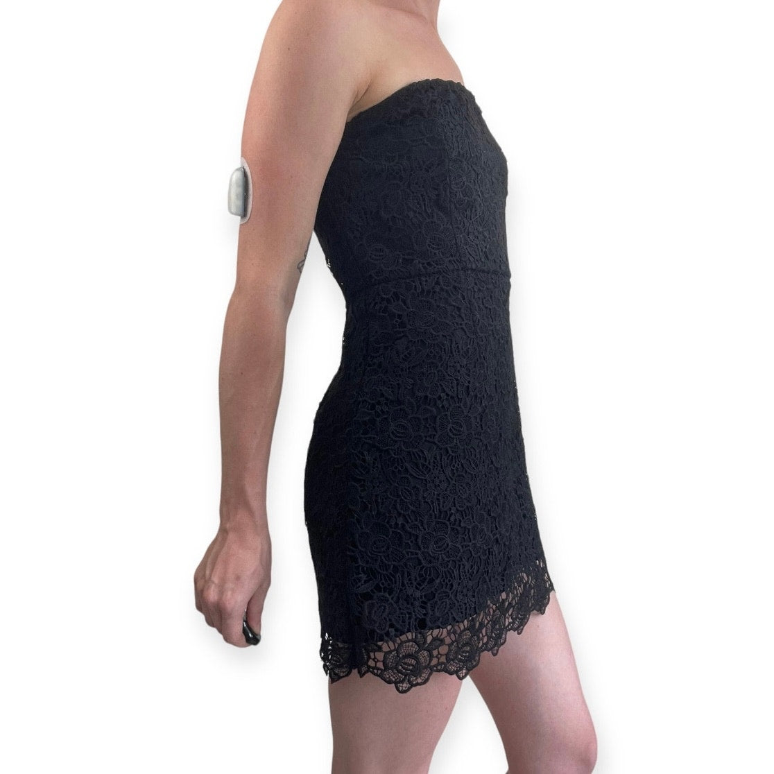 Lulus Black Floral Lace Strapless Mini Dress