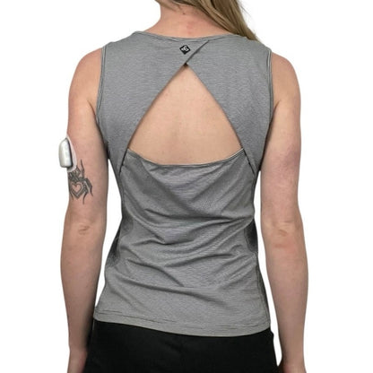 PrAna Athletic Grey Cutout Open Back Active Tank Top