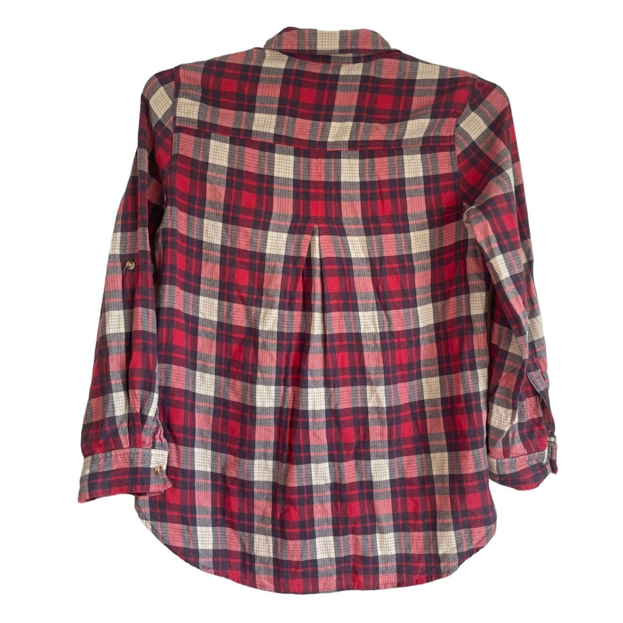 Velvet Heart Soft Red and Navy Blue Plaid Button Down Top