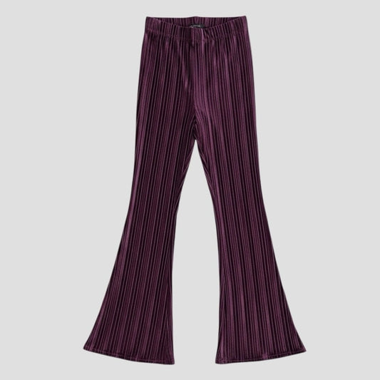 Wild Fable Purple Crushed Velvet Pleated High Rise Flare Pants
