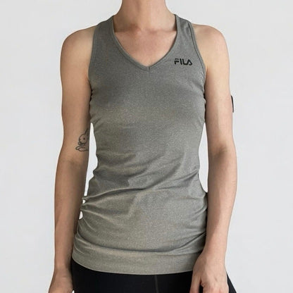 Fila Performance Port Athletic Grey Racerback Active V-Neck Tank Top