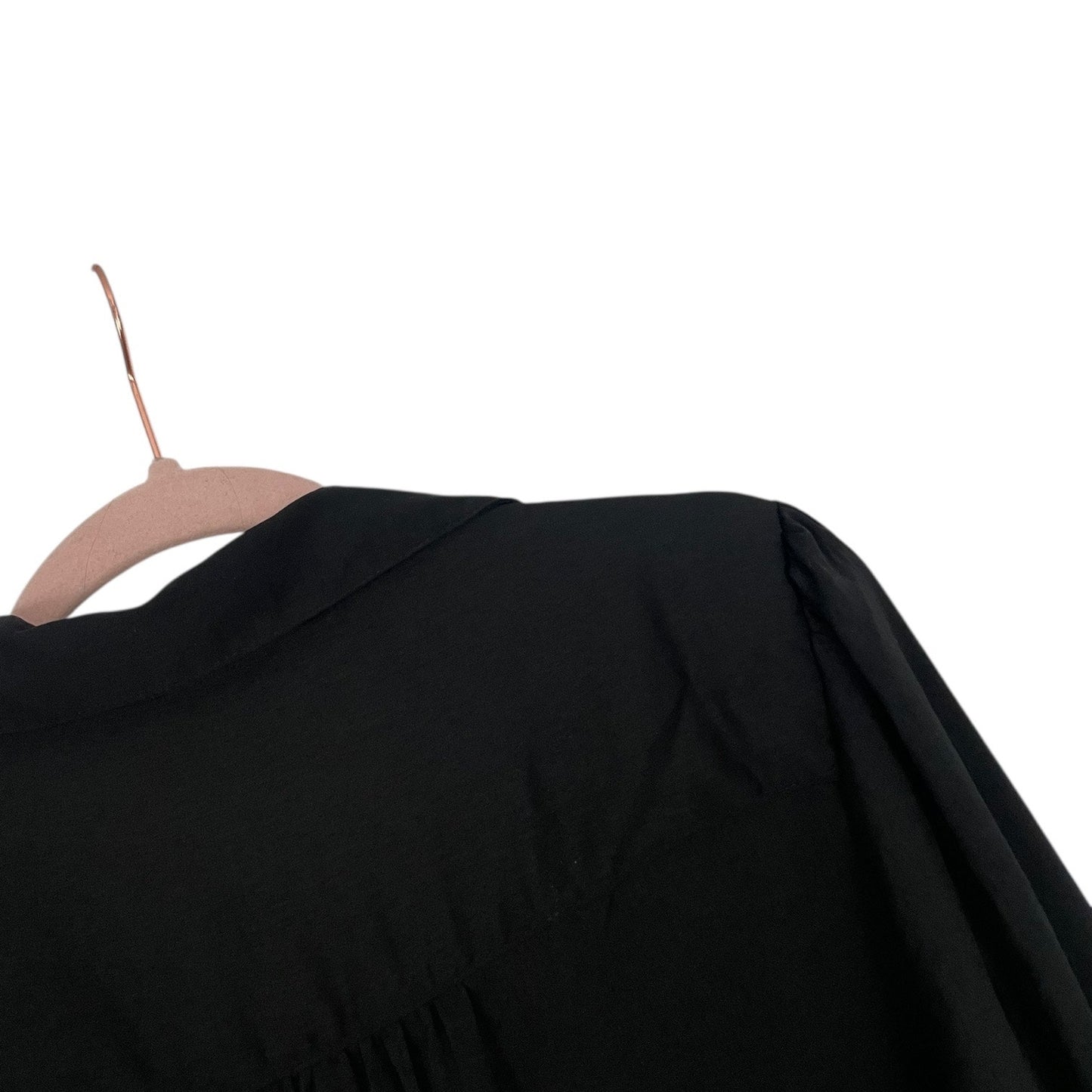 Banana Republic Silky Black Long Sleeve V-Neck Collared Blouse