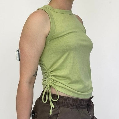 SO Lime Green Ruched Side Tie Tank Top