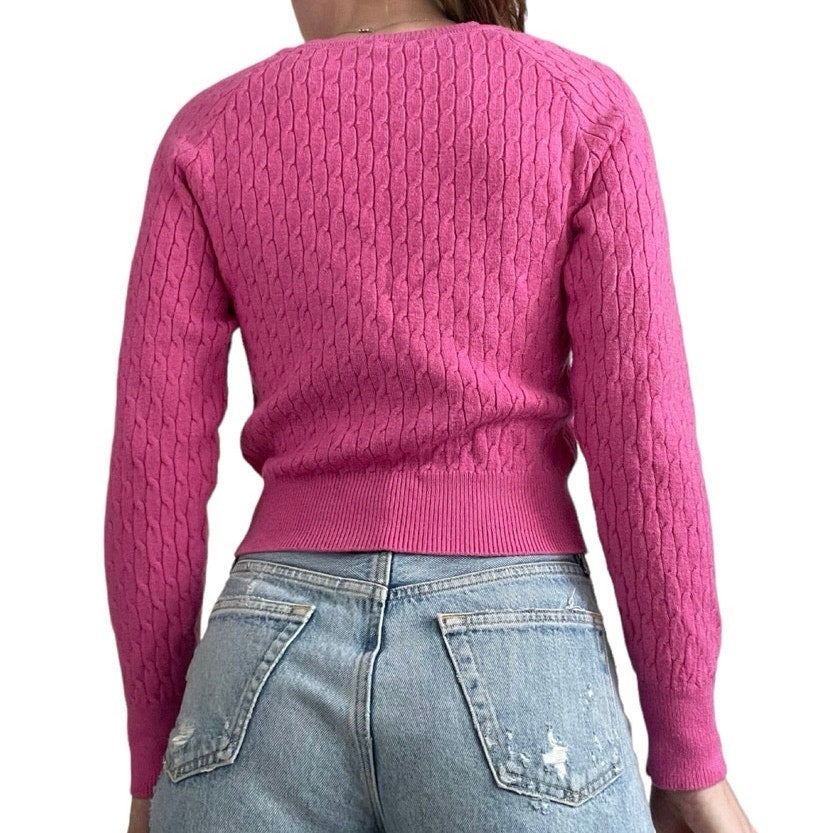 Sy Fashion Pink Cable Knit Soft Sweater