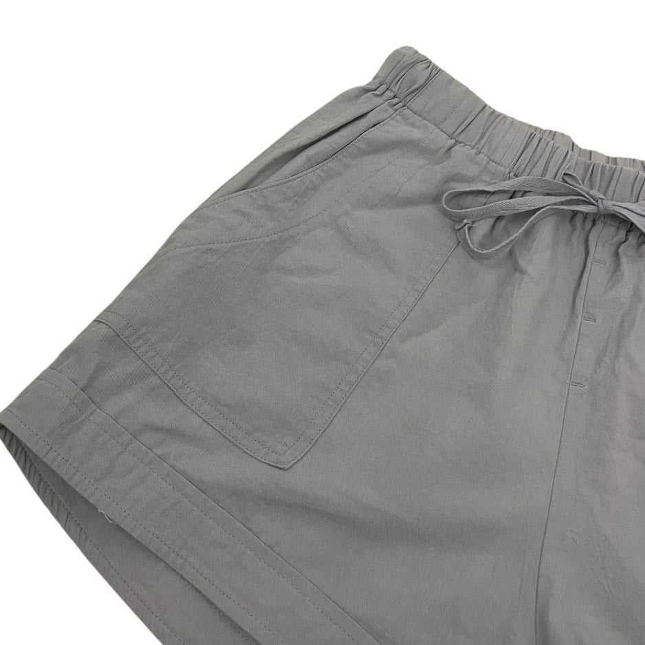 Grey Cotton Drawstring Mini Shorts