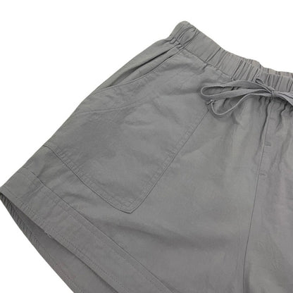 Grey Cotton Drawstring Mini Shorts