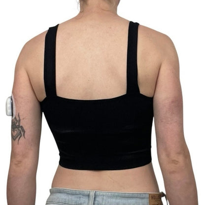 Black Ribbed Padded Cropped Tank Top