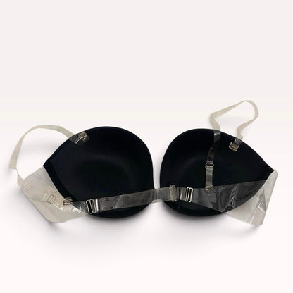 Angelina Black Push Up Clear Back Convertible Underwire Bra