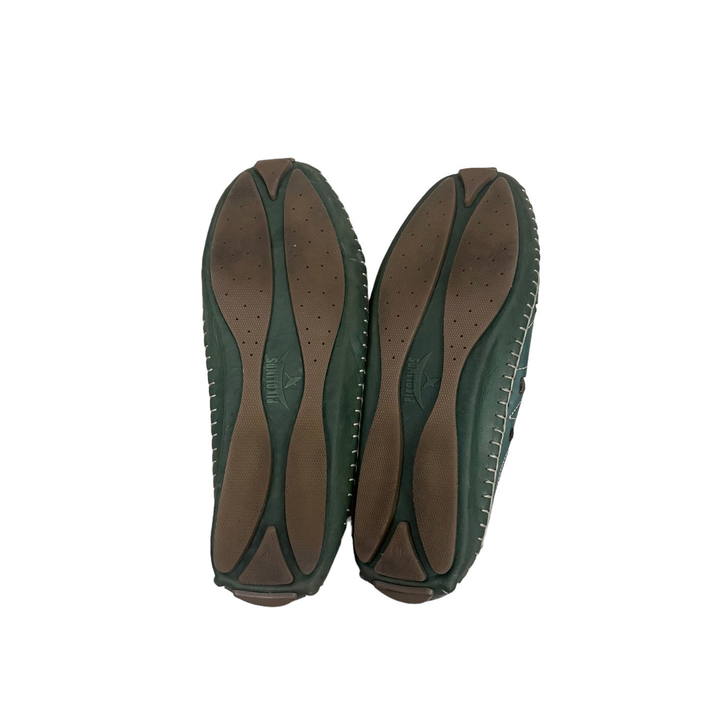 Pikolinos Teal Green Genuine Leather Cutout Flats