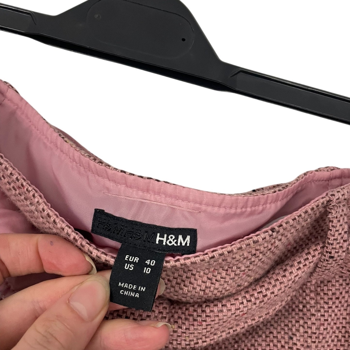 H&M Pink Tweed Wool Mini Skirt