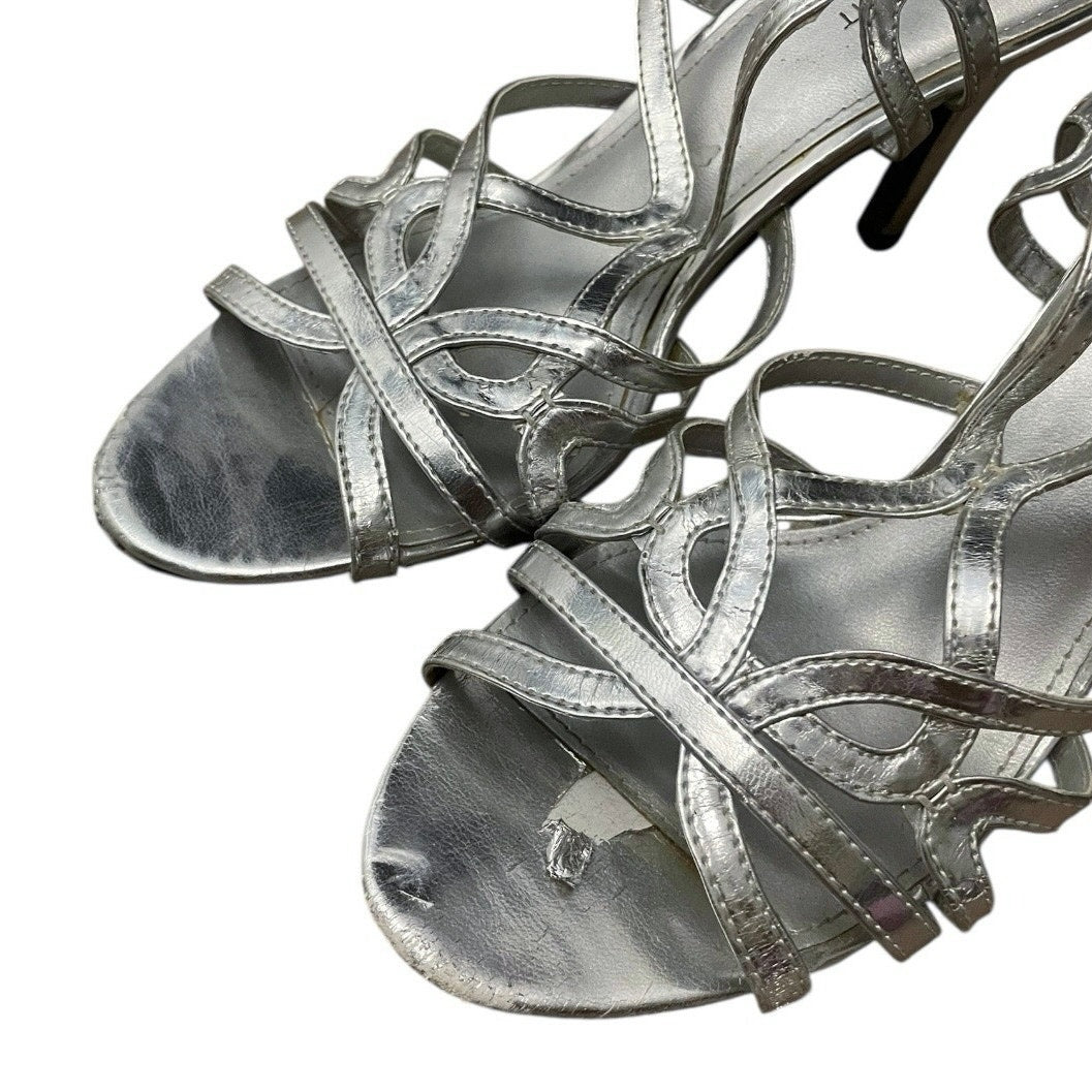 Fioni Night Silver Strappy Open Toe Stiletto High Heels
