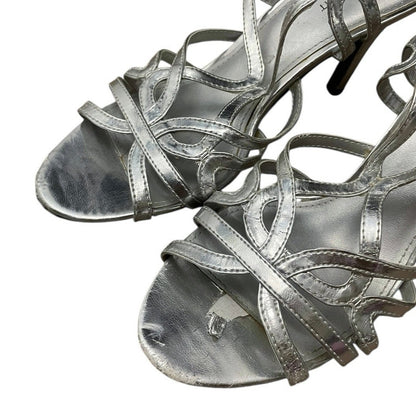 Fioni Night Silver Strappy Open Toe Stiletto High Heels