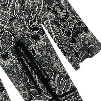Apt. 9 Black & White Boho Paisley Long Bell Sleeve Blouse