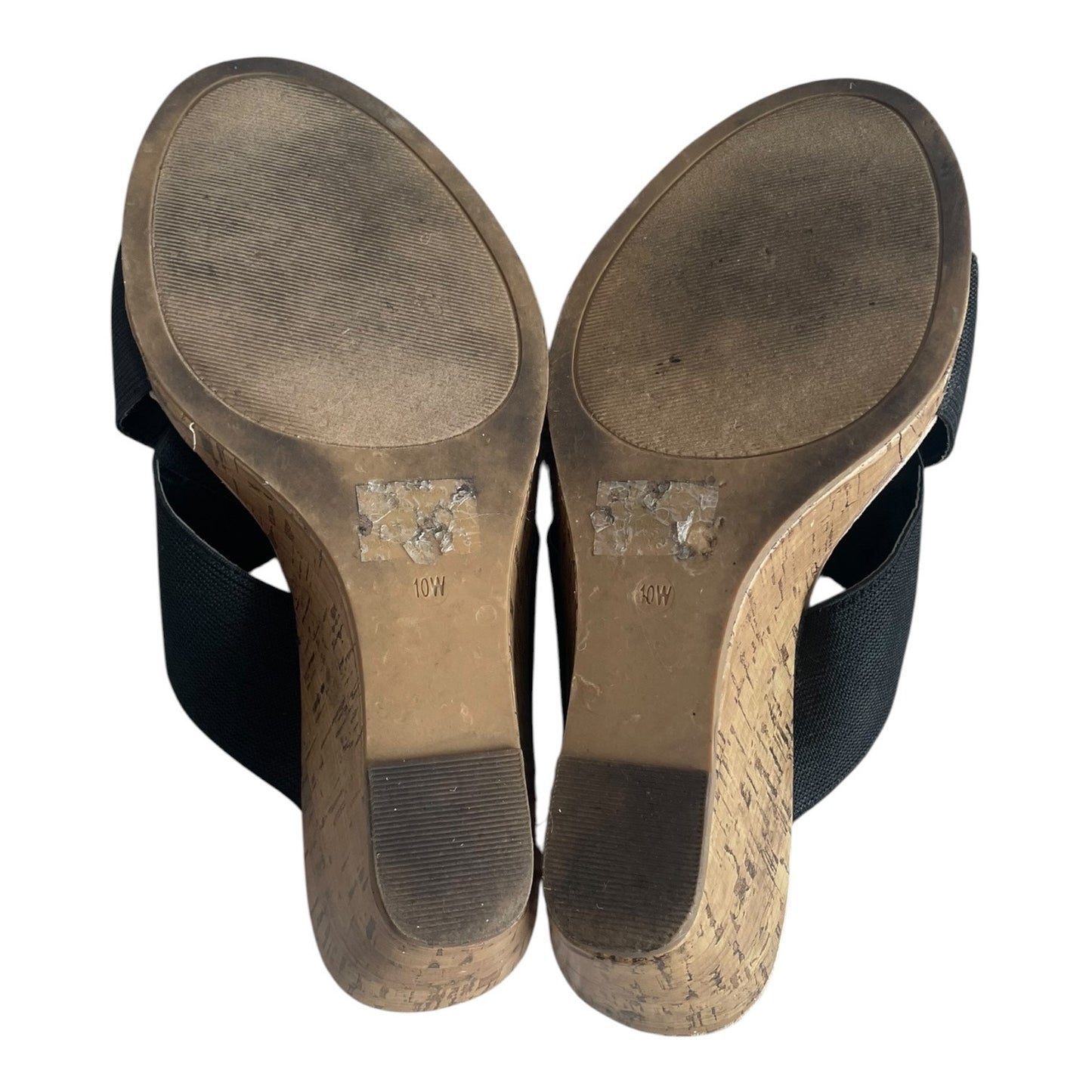 Avenue Black Elastic Strap Cork Wedge Sandals