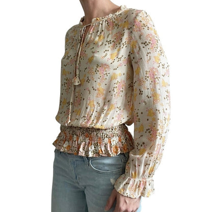 DR2 Sheer Spring Floral Long Sleeve Blouse