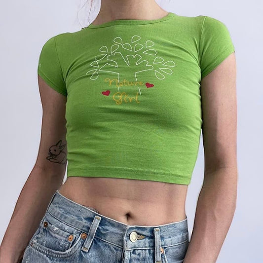 American Girl Green Nature Girl Short Sleeve Graphic Baby Tee