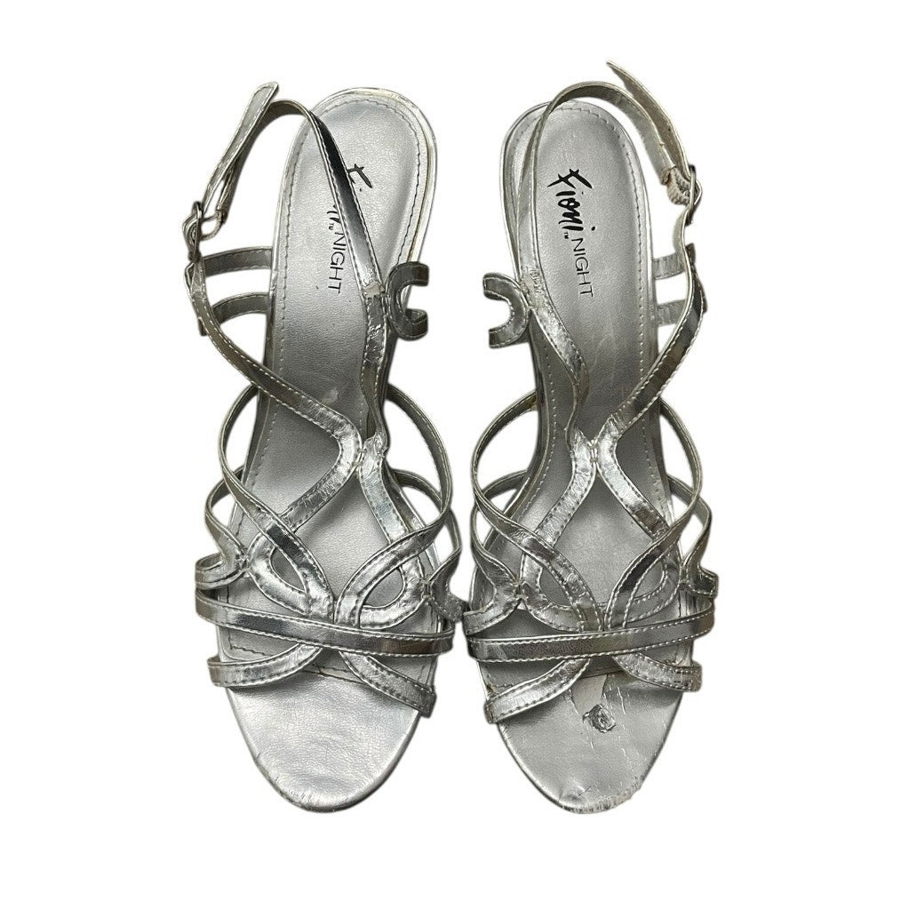 Fioni Night Silver Strappy Open Toe Stiletto High Heels