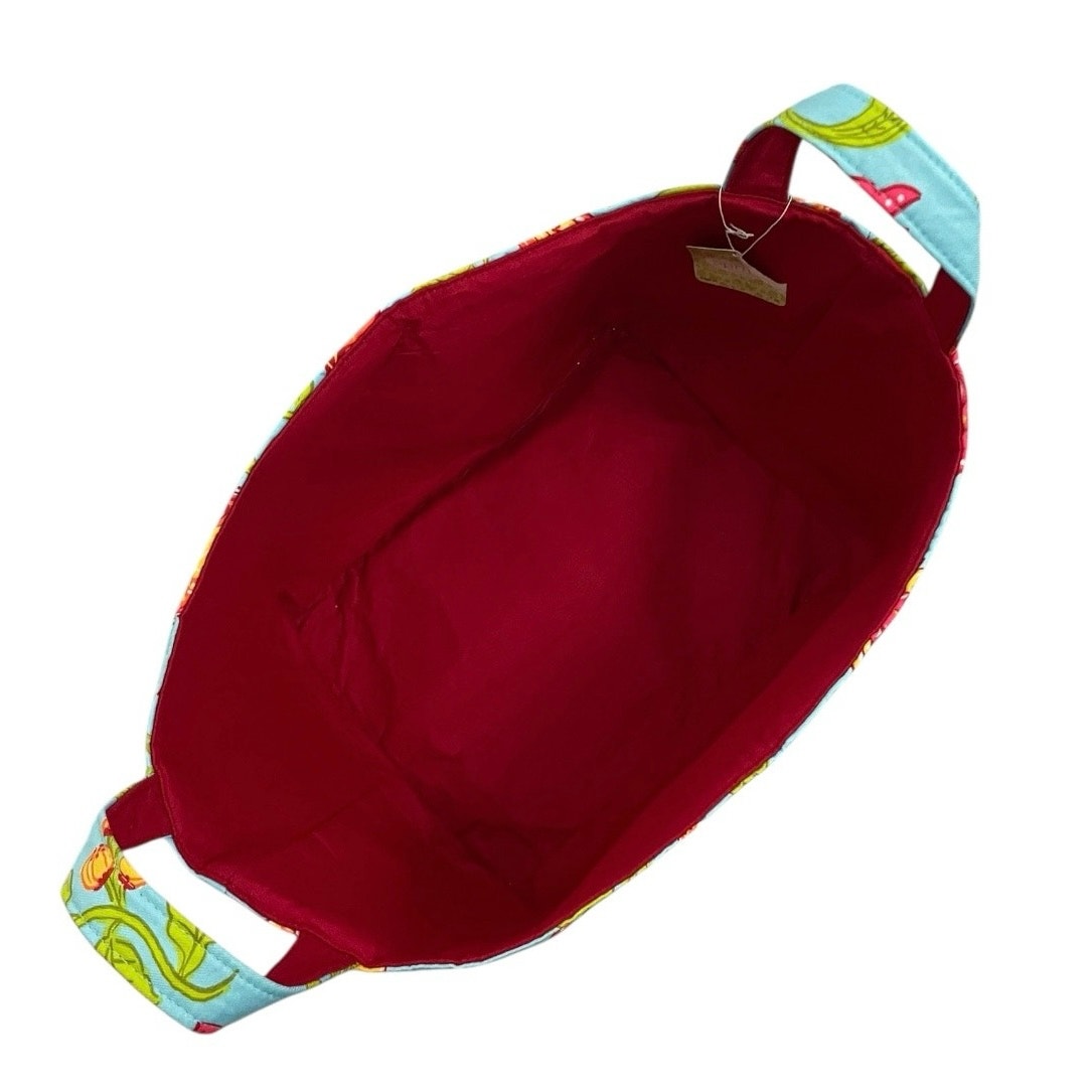 NWT Spring Inspirations Blue & Red Boho Paisley Floral Basket Tote Bag