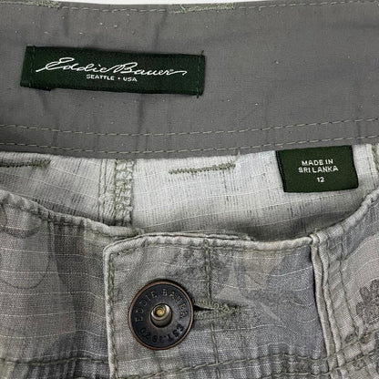 Eddie Bauer Grey Floral Camouflage Print Cargo Mini Shorts