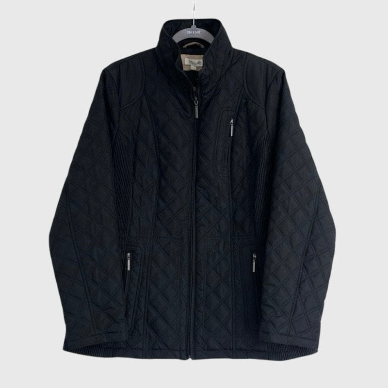 Avenue Black Zip Up Puffer Fitted Winter Coat