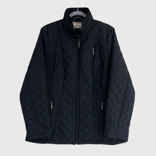 Avenue Black Zip Up Puffer Fitted Winter Coat