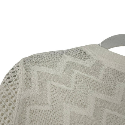 Free People White Lace Trim Sheer Knit Cross Front Sweater