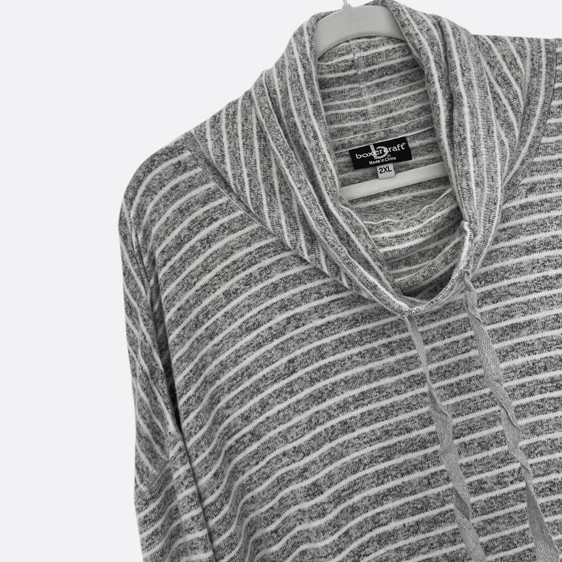 Boxercraft Grey Striped Cowl Neck Sweatshirt