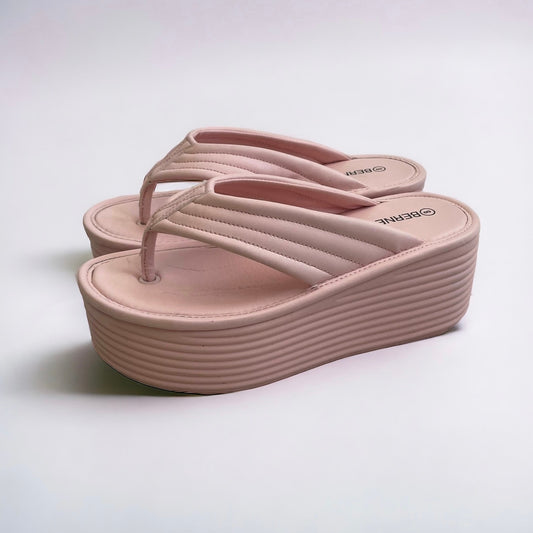 Berness Light Pink Chunky Wedge Platform Sandals