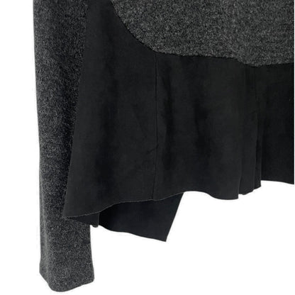 Mod-O-Doc Soft Black Suede and Grey Knit Cardigan Sweater
