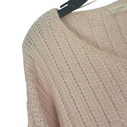 L.A. Hearts Light Pink Knit Crushed Velvet Sweater