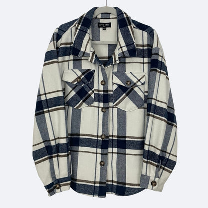 Love Tree Navy Plaid Button Down Jacket